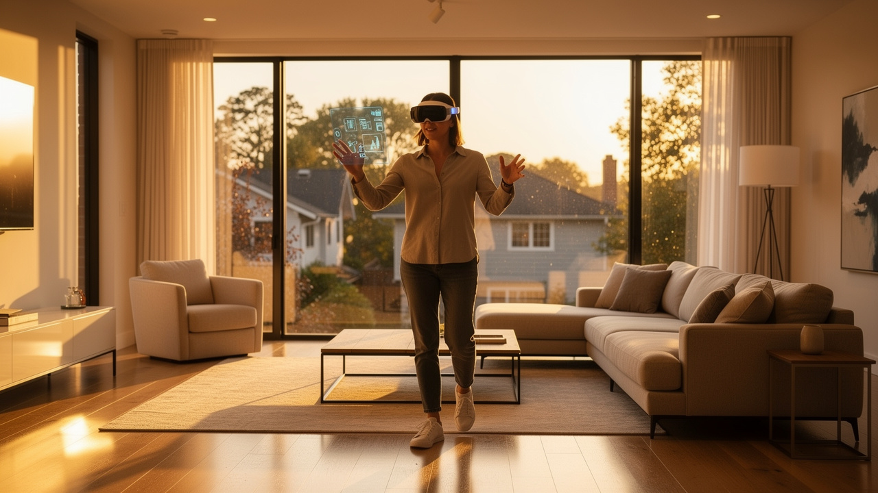Person using Apple Vision Pro for immersive real estate virtual tour