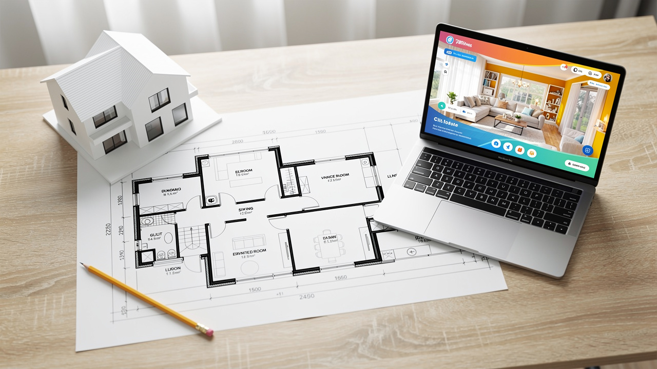 Floor plan and virtual tour integration on architect desk